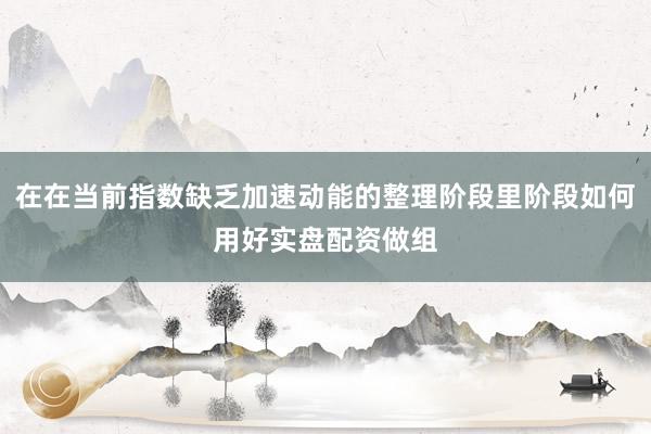 在在当前指数缺乏加速动能的整理阶段里阶段如何用好实盘配资做组